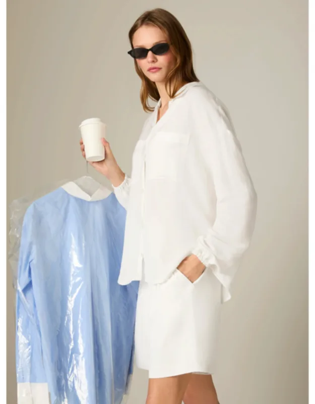 Linen Blouson Sleeve Top