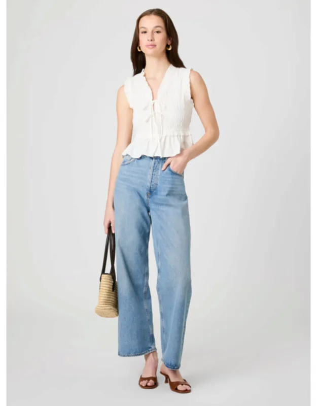 Rhodes Poplin Smocked Flutter Sleeve Top