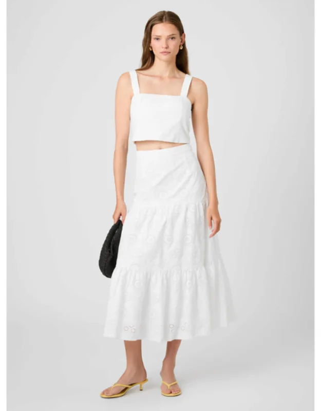 Floral Eyelet Tier Maxi Skirt