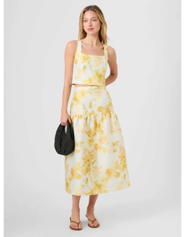 Structured Taffeta Midi Skirt
