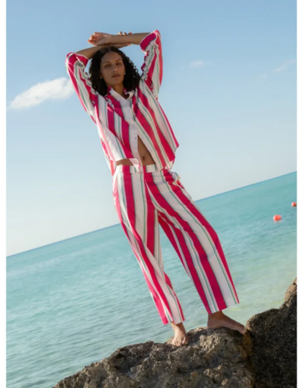 Poplin Stripe Crop Pants