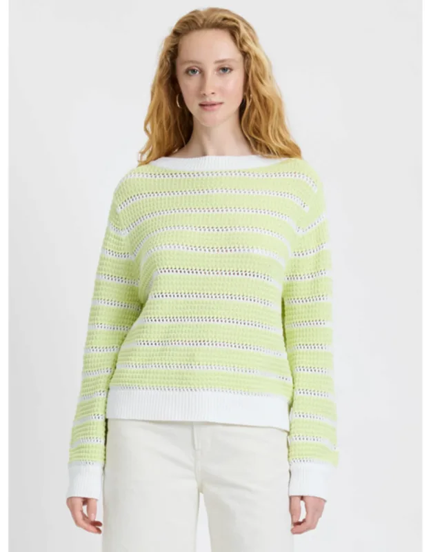 Teddy Knit Open Stripe Pullover
