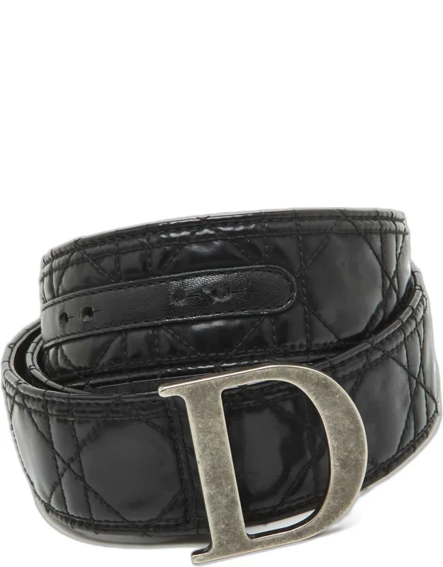 90 Cm Cannage Patent Leather D Buckle Belt