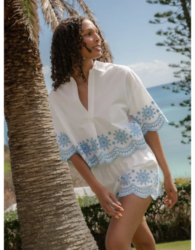 Cotton Embroidered Shorts