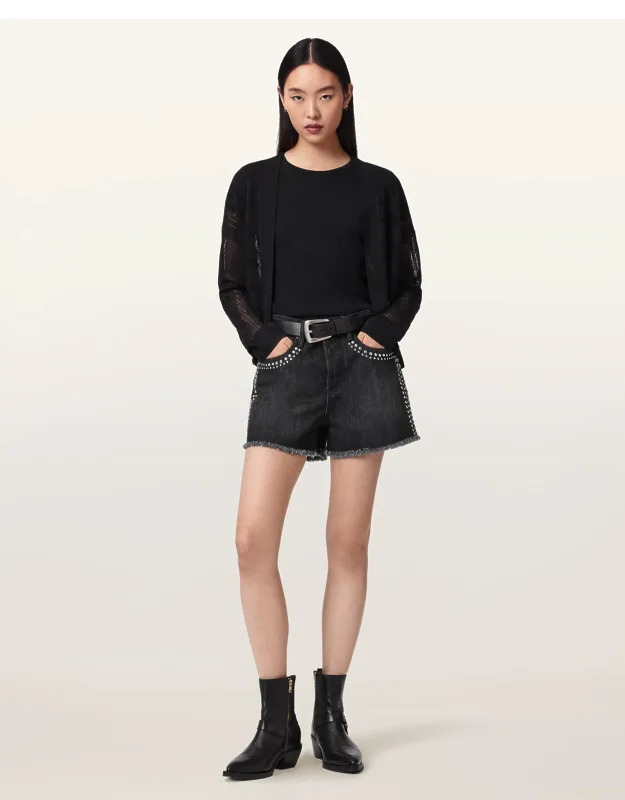 High Waisted Stud Denim Shorts