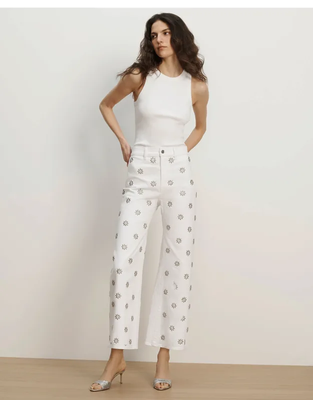 Grant Studded Wide-leg Jeans