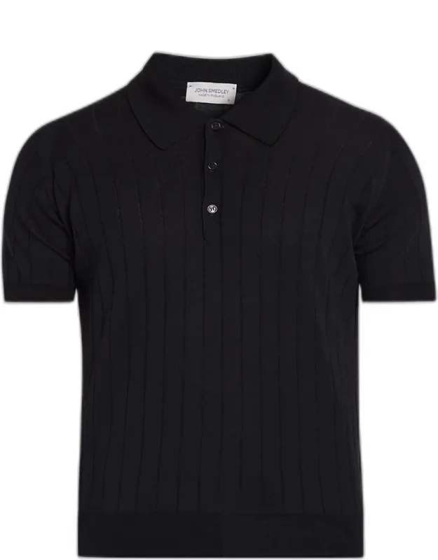 Wide Rib-knit Merino Polo Shirt