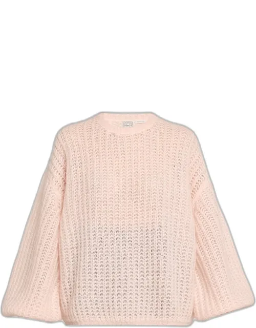 Puffed Mohair Knit Balloon-sleeve Sweater