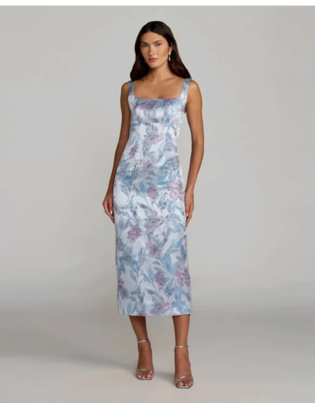 Floral Square Neck Midi Dress