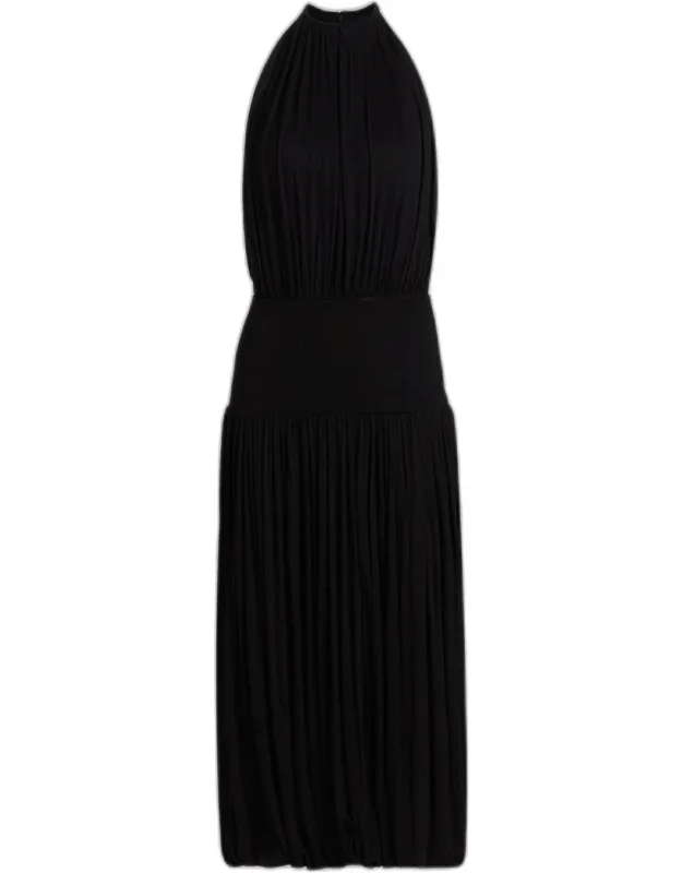 Gathered Balloon Midi Dress