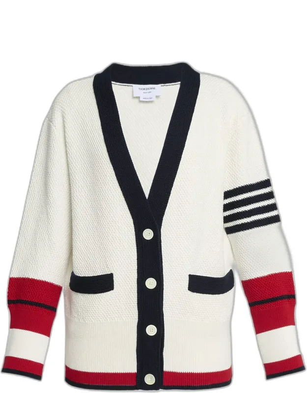 Classic Stripe Tennis V-neck Cardigan