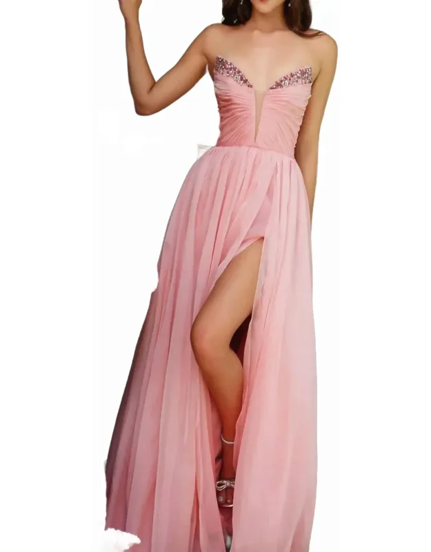 Strapless Long Chiffon Dress