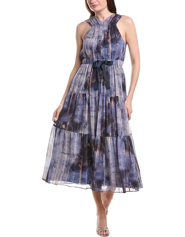 Pleated Chiffon Tie Dress