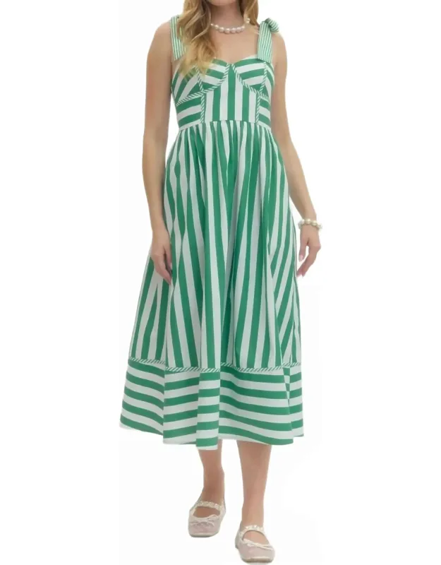 Stripe Sleeveless Midi Dress