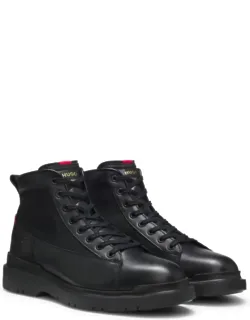 Leather Half Boots With Textured Panels