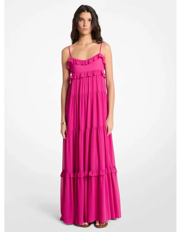 Ruffled Georgette Tiered Maxi Dress