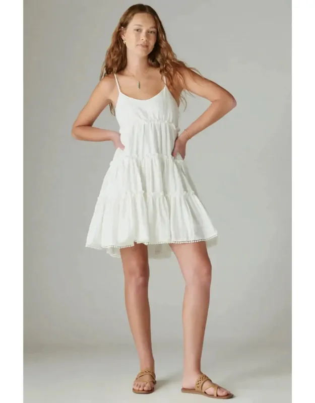 Mini Dress With Tiered Ruffles And Cutout Scoop Neck