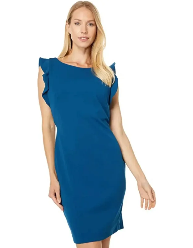 Dress With Ruffle Flutter Sleeves