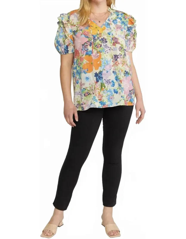 Floral Ruffle Sleeve Blouse