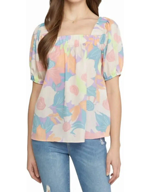 Floral Square Neck Blouse