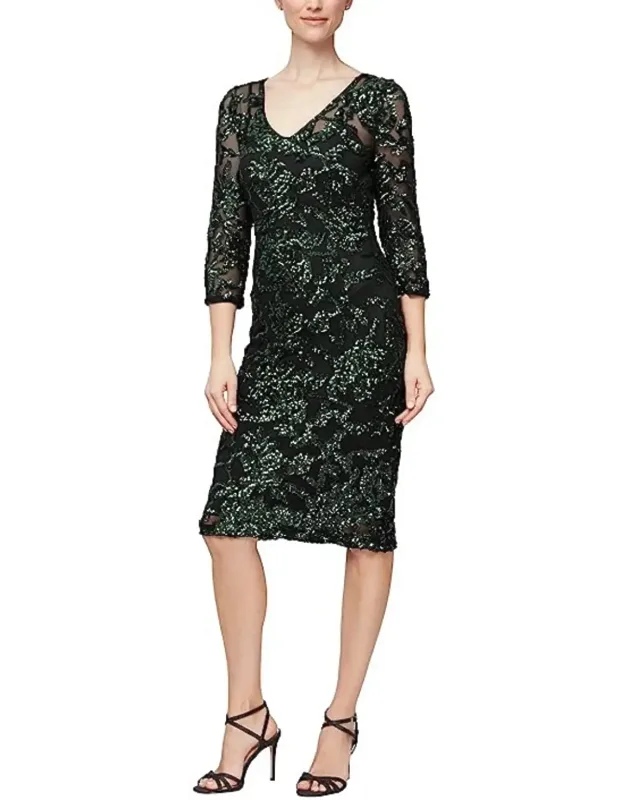 Sheath Dress With Sequin Details V-neck