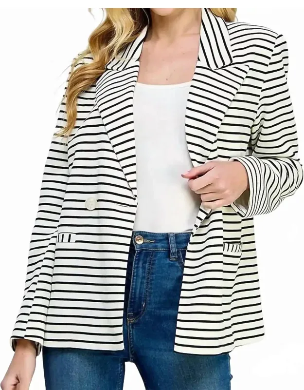 Striped Double Breasted Blazer