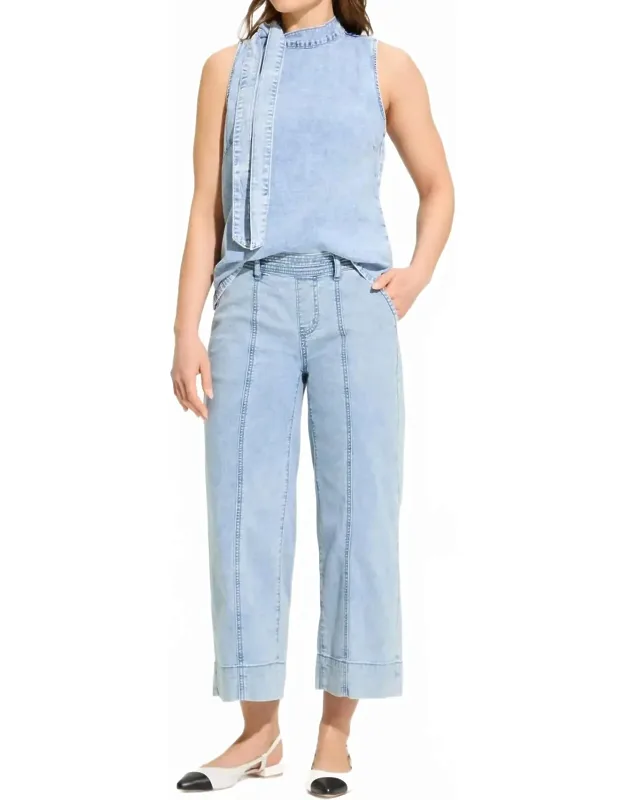 Pull-on Wide Crop Trousers