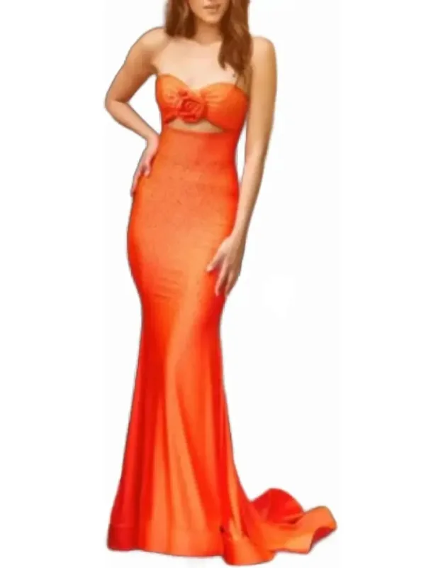 Strapless Jersey Dress With Hot Fix And Cutout Bust