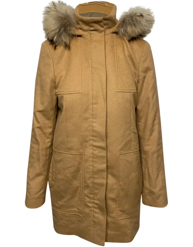 Coat With Fur-trimmed Hood