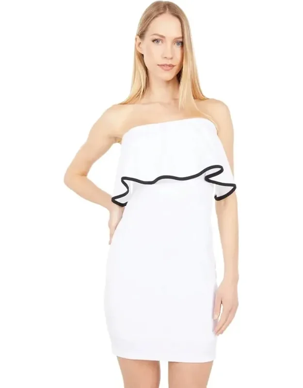 Mini Dress With Contrast Trim Off The Shoulder Bodycon