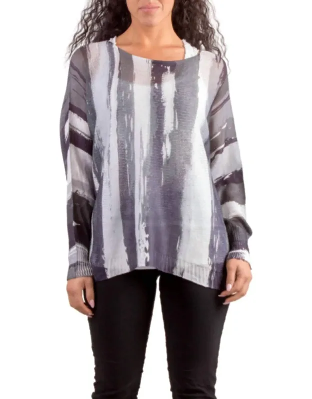 Brushstroke Print Batwing Sweater