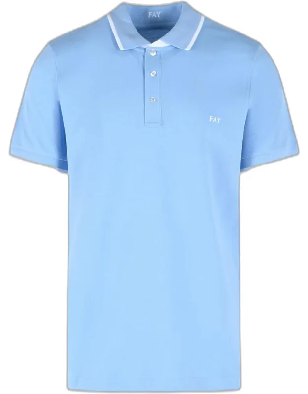 Light Blue Stretch Cotton Polo Shirt