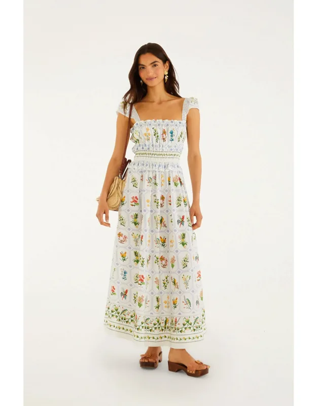 Tropical Porcelain Organic Cotton Maxi Dress