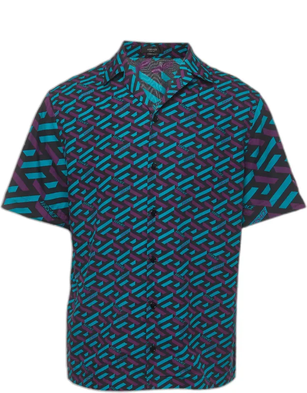Multicolor La Greca Print Cotton Shirt