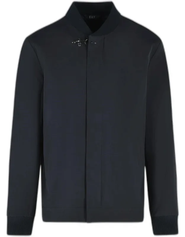 Cotton Blend Microfaille Bomber Jacket