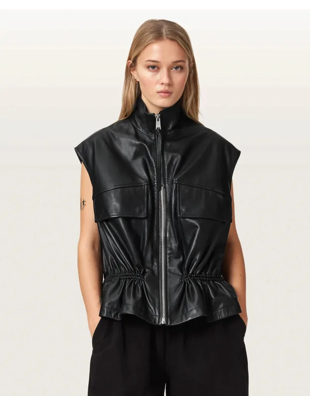 Relaxed Fit Leather Gilet