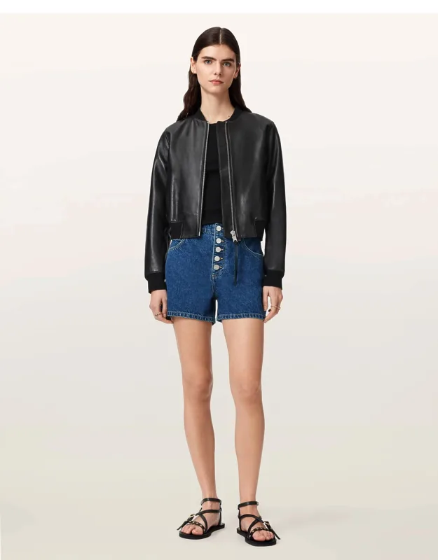 Mid Rise Denim Shorts