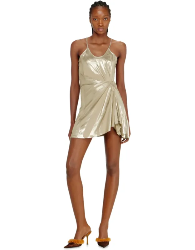 Stretch Jersey Mini Dress With Metallic Finish