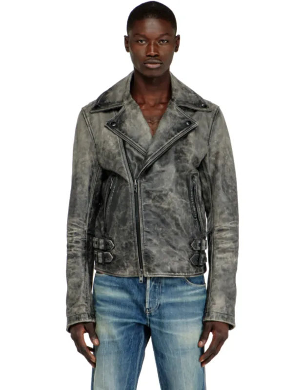 Biker Jacket In Treated Leather
