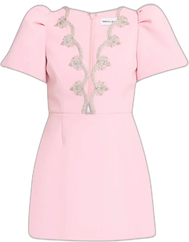 Scalloped Diamante-trim Mini Dress