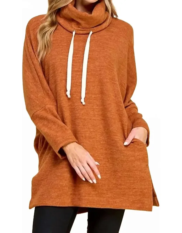 Turtleneck Longline Pullover Top