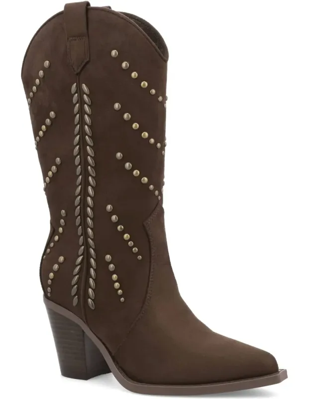 Pointed Toe Studded Western Boots
