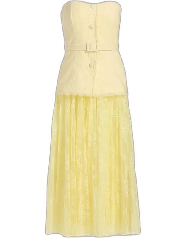 Tweed Lace Peplum Midi Dress