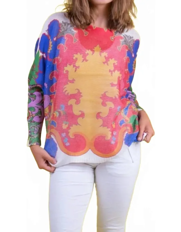 Royal Print Batwing Sweater