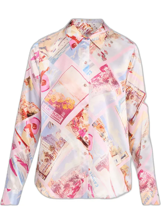 Silk Button-front Blouse