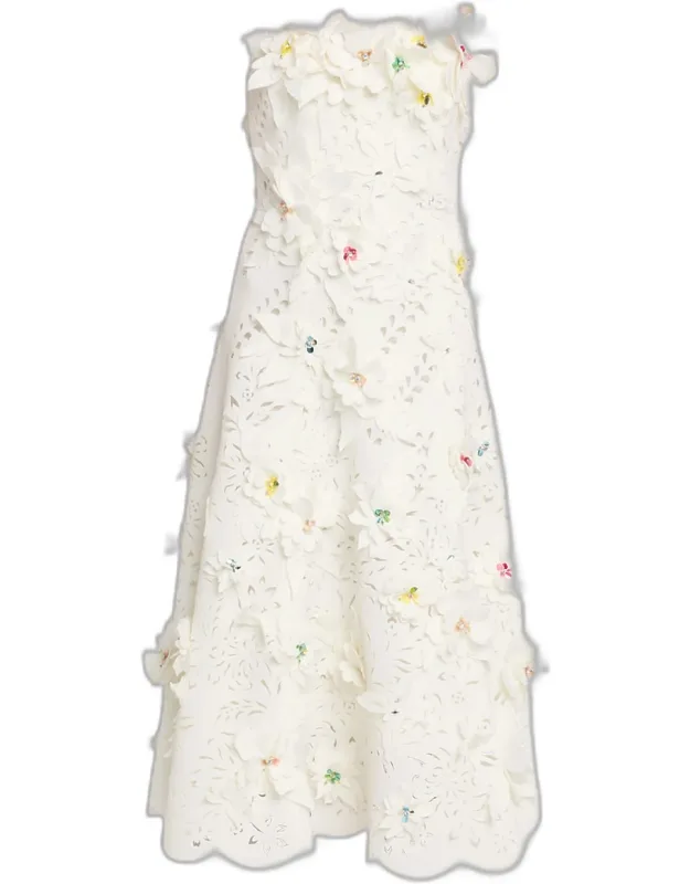 Floral Applique Scuba Midi Dress