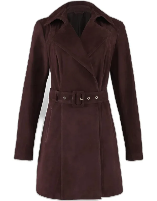 Suede Belted Trench Coat
