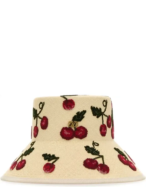 Embroidered Straw Cherryfic Hat