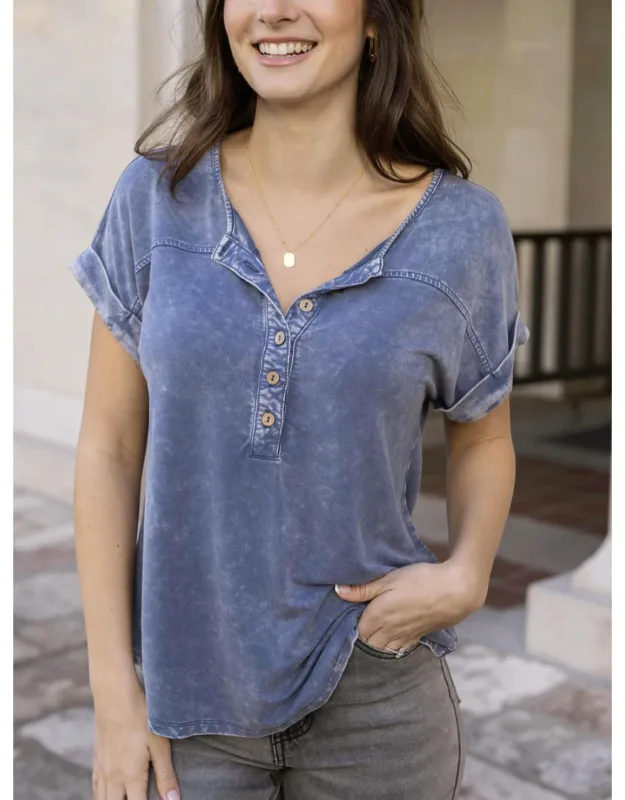 Henley Mineral Washed Tee
