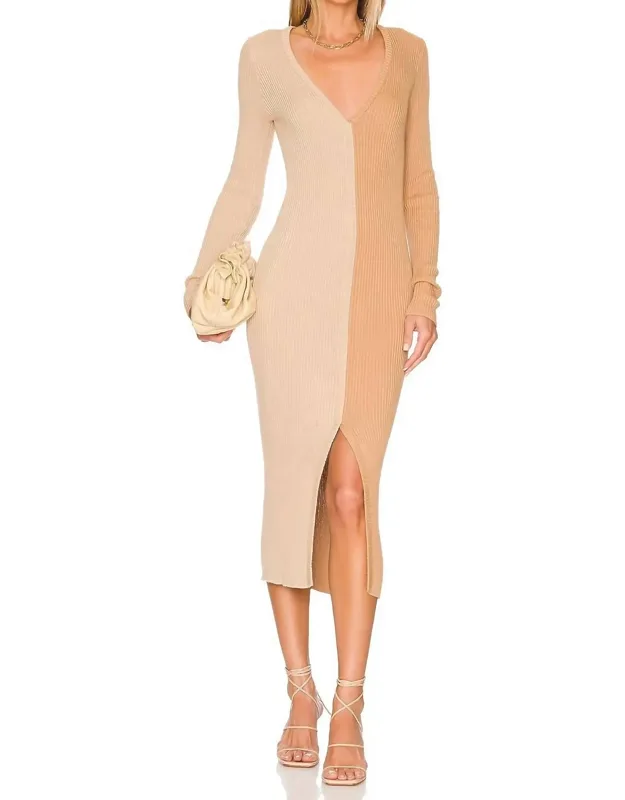 Color Block Cardigan Midi Dress